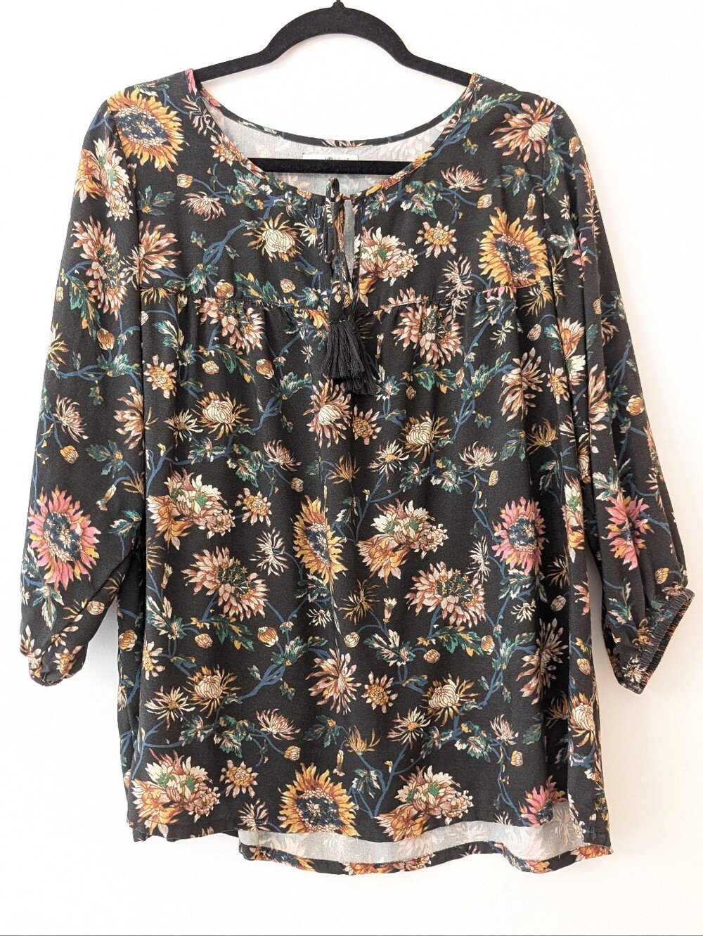 Natural Life Christy floral Cotton Boho Blouse Top